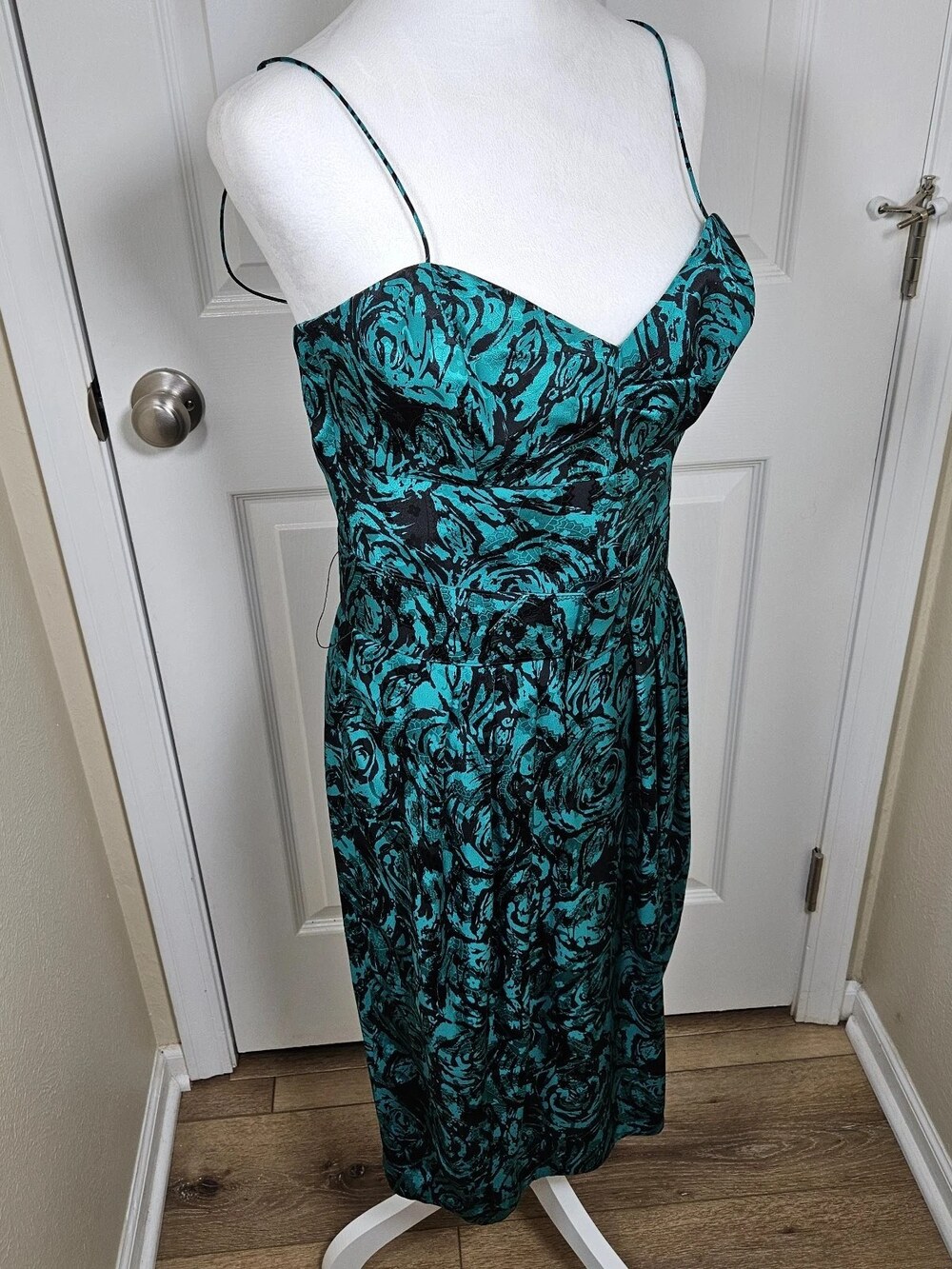 Silks by St. Gillian Spaghetti Strap Midi Dress 100% Silk Women's Size 10 Party